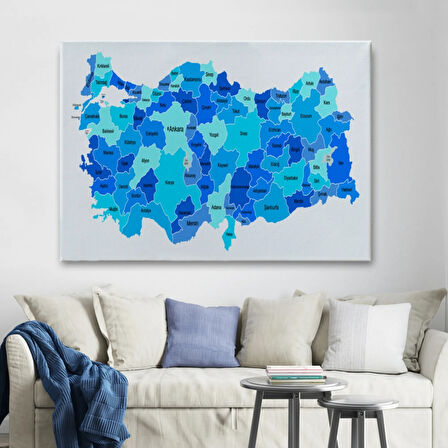 Eğitici Türkiye Haritası, Harita Dekoratif Kanvas Tablo, Duvar Dekoru 3114