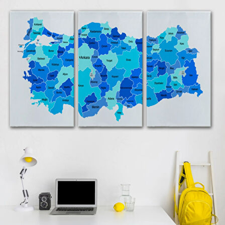 Eğitici Türkiye Haritası, Harita Dekoratif Kanvas Tablo, Duvar Dekoru 3114