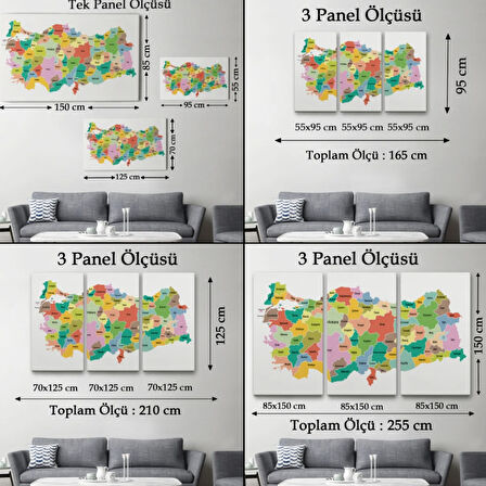 Eğitici Türkiye Haritası, Harita Dekoratif Kanvas Tablo, Duvar Dekoru 3114