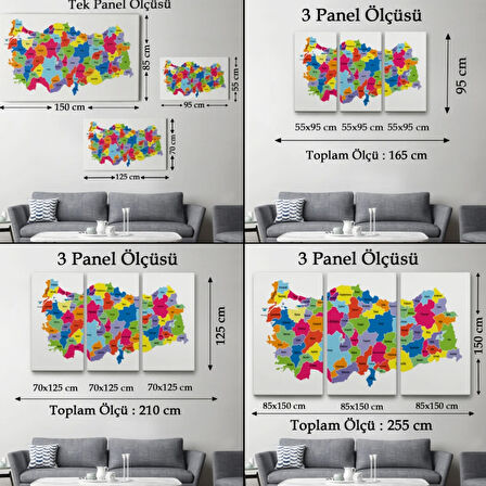Eğitici Türkiye Haritası, Harita Dekoratif Kanvas Tablo, Duvar Dekoru 3117