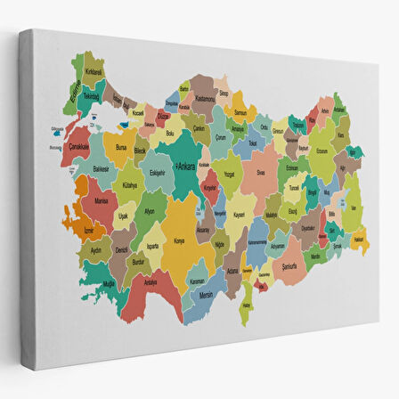 Eğitici Türkiye Haritası, Harita Dekoratif Kanvas Tablo, Duvar Dekoru 3118