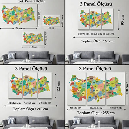 Eğitici Türkiye Haritası, Harita Dekoratif Kanvas Tablo, Duvar Dekoru 3118
