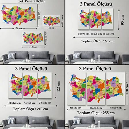 Eğitici Türkiye Haritası, Harita Dekoratif Kanvas Tablo, Duvar Dekoru 3120