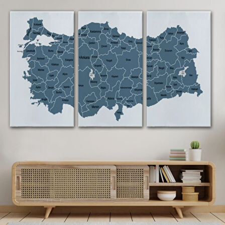 Eğitici Türkiye Haritası, Harita Dekoratif Kanvas Tablo, Duvar Dekoru 3121