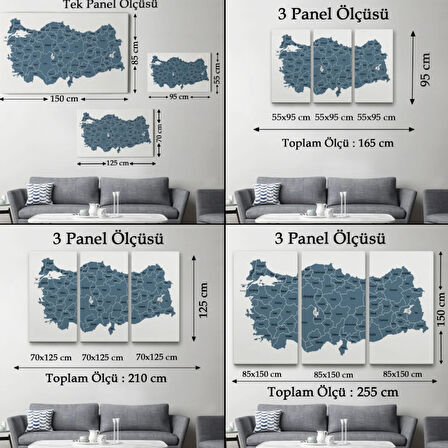 Eğitici Türkiye Haritası, Harita Dekoratif Kanvas Tablo, Duvar Dekoru 3121