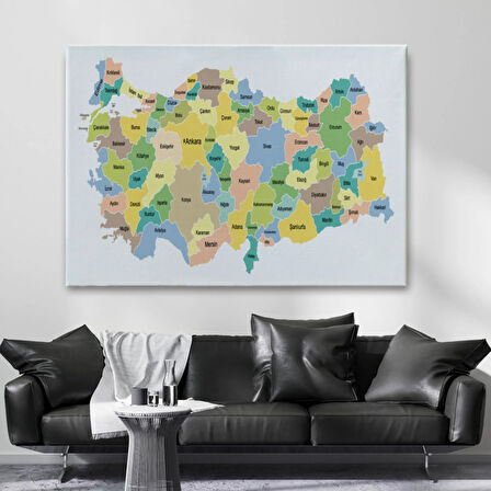 Eğitici Türkiye Haritası, Harita Dekoratif Kanvas Tablo, Duvar Dekoru 3130