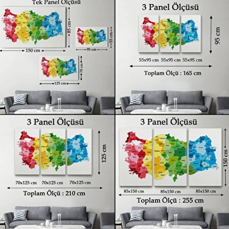 Eğitici Türkiye Haritası, Harita Dekoratif Kanvas Tablo, Duvar Dekoru 3133
