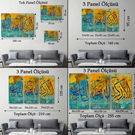 Kalpler Ancak Allah'ı Anmakla Huzur Bulur Yazılı Hat Dekoratif Kanvas Tablo, Duvar Dekoru 3295