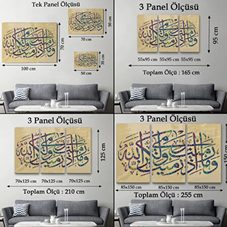 Düşmana Atılan Okları Sen Atmadın, Allah attı Yazılı Hat Sanatı Dekoratif Kanvas Tablo 3313