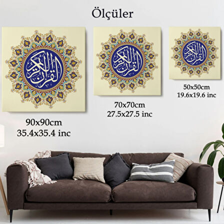 Kuranı Kerim Yazılı Hat Sanatı Dekoratif Kanvas Tablo, Duvar Dekoru 3317