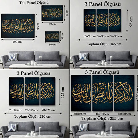 Kalpler Ancak Allah'ı Anmakla Huzur Bulur Yazılı Hat Sanatı Dekoratif Kanvas Tablo 3318