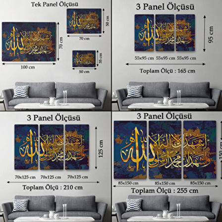 Allah'tan Başka İlah Yoktur; Muhammed (AS) Allah'ın Kulu ve Elçisidir, Dekoratif Kanvas Tablo 3333