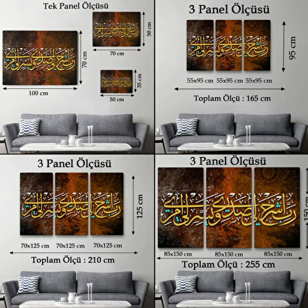 Rabbim! Göğsümü Genişlet, İşimi Kolaylaştır Yazılı Hat Sanatı Dekoratif Kanvas Tablo 3348