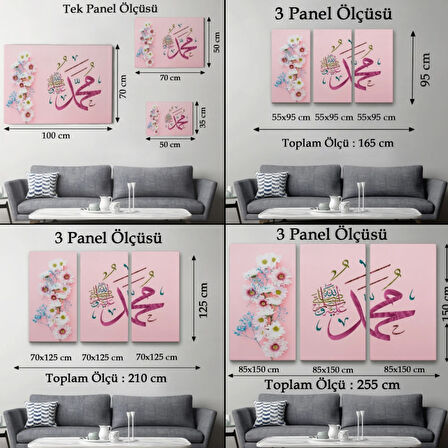 Sallallahu Aleyhi Ve Sellem Yazılı Hat Sanatı Dekoratif Kanvas Tablo, Duvar Dekoru 3374