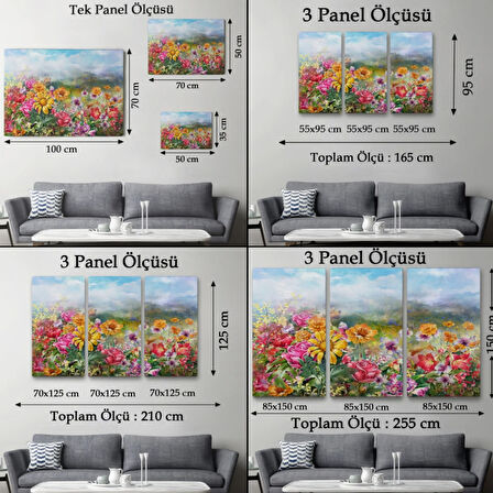 Renkli Bahar Çiçekleri Dekoratif Kanvas Tablo, Duvar Dekoru 3426