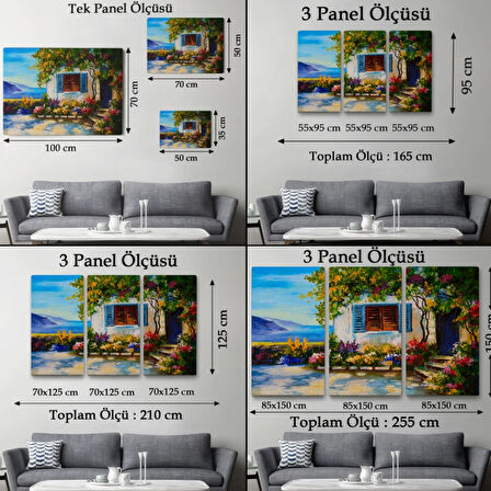 Deniz Manzaralı Güzel Ev Doğa Yağlıboya Görünüm Dekoratif Kanvas Tablo, Duvar Dekoru 3437