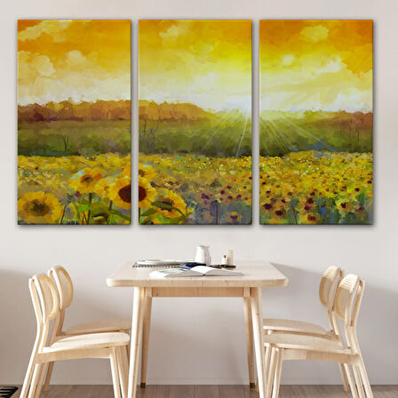 Yağlıboya Görünüm Ayçiçek Tarlası Dekoratif Kanvas Tablo, Duvar Dekoru 3445