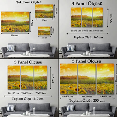 Yağlıboya Görünüm Ayçiçek Tarlası Dekoratif Kanvas Tablo, Duvar Dekoru 3445