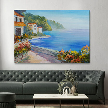 Yağlıboya Görünüm Deniz Manzarası Dekoratif Kanvas Tablo, Duvar Dekoru 3458