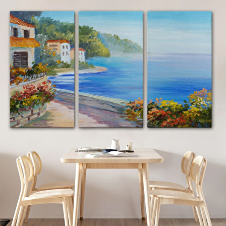 Yağlıboya Görünüm Deniz Manzarası Dekoratif Kanvas Tablo, Duvar Dekoru 3458