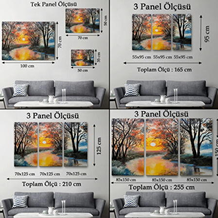 Karlı Bir Nehir ve Kış Mevsimi Dekoratif Kanvas Tablo, Duvar Dekoru 3464