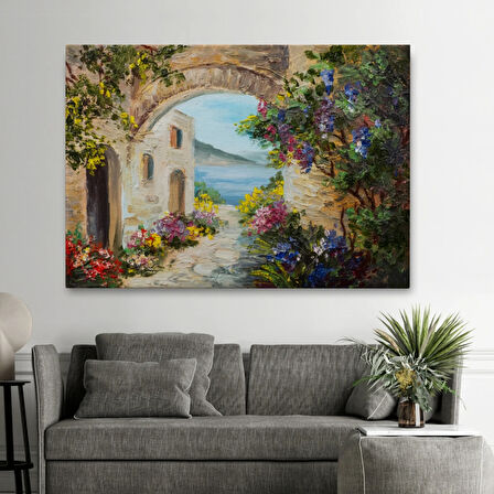 Yağlıboya Görünüm Yaz Manzarası Dekoratif Kanvas Tablo, Duvar Dekoru 3476