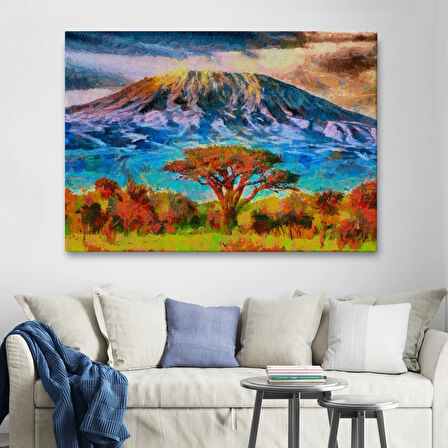 Kilimanjaro Dağı Manzarası Tanzanya Dekoratif Kanvas Tablo, Duvar Dekoru 3480
