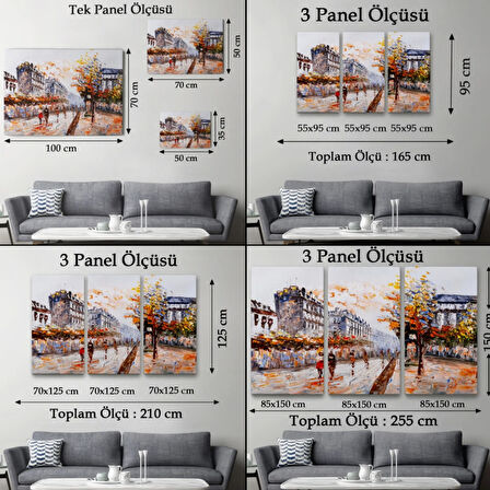 Yağlıboya Görünüm Paristen Sokaklar Dekoratif Kanvas Tablo, Duvar Dekoru 3483