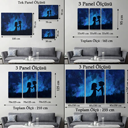 Küçük Aşıklar Ay Işığında Dekoratif Kanvas Tablo, Duvar Dekoru 3486