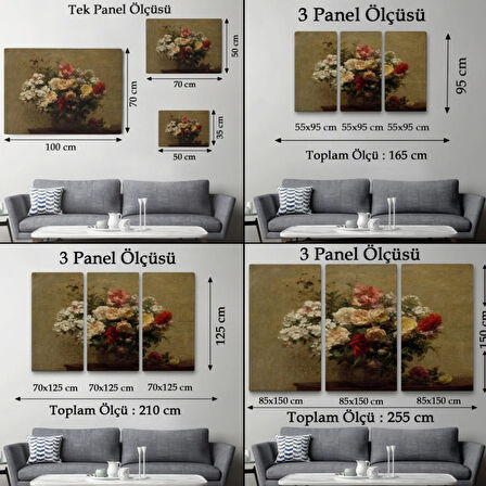 Vazoda Renkli Çiçekler Dekoratif Kanvas Tablo, Duvar Dekoru 3493