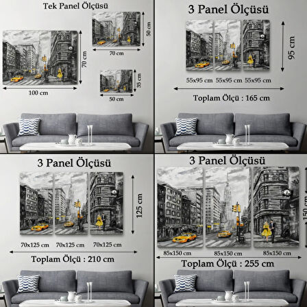 Yağlıboya Görünüm Sarı Taksi ve NewYork Sokakları Dekoratif Kanvas Tablo, Duvar Dekoru 3500