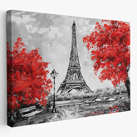 Yağlıboya Görünüm Etfel Kulesi Paris Dekoratif Kanvas Tablo, Duvar Dekoru 3508