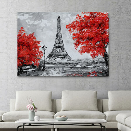Yağlıboya Görünüm Etfel Kulesi Paris Dekoratif Kanvas Tablo, Duvar Dekoru 3508