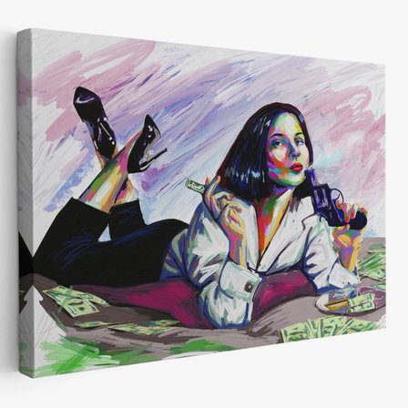 PopArt Gangster Kız Dekoratif Kanvas Tablo, Duvar Dekoru 3530