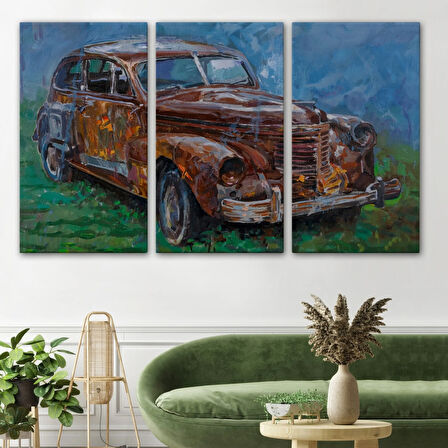 Eski Paslı Araba Dekoratif Kanvas Tablo, Duvar Dekoru 3531