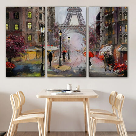 Yağlıboya Görünüm Eyfel Kulesi Dekoratif Kanvas Tablo, Duvar Dekoru 3545