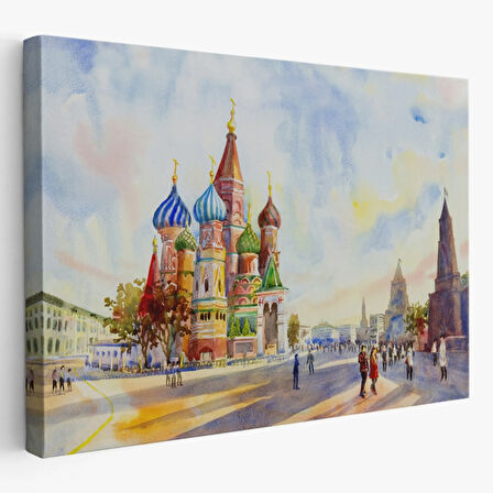 Aziz Basil Katedrali Kızıl Meydan ve Kremlin Dekoratif Kanvas Tablo, Duvar Dekoru 3559