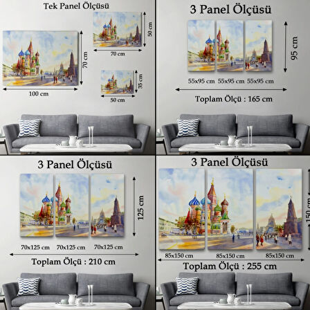 Aziz Basil Katedrali Kızıl Meydan ve Kremlin Dekoratif Kanvas Tablo, Duvar Dekoru 3559