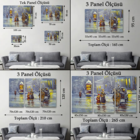 Yağlıboya Görünüm At Arabası ve Eski Şehir Dekoratif Kanvas Tablo, Duvar Dekoru 3573