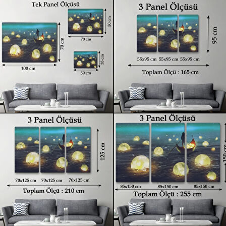 Yağlıboya Görünüm Denizdeki Ayları Toplayan Adam Dekoratif Kanvas Tablo, Duvar Dekoru 3575