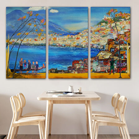 Yağlıboya Görünüm Güney İtalya Dekoratif Kanvas Tablo, Duvar Dekoru 3578