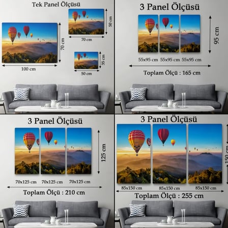 Balon Turu ve Manzara Dekoratif Kanvas Tablo, Duvar Dekoru 3580