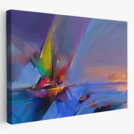 Yağlıboya Görünüm Yelkenli Soyut Çalışma Dekoratif Kanvas Tablo, Duvar Dekoru 3585