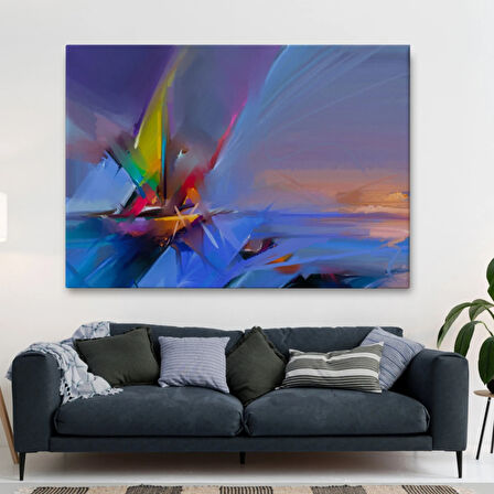 Yağlıboya Görünüm Yelkenli Soyut Çalışma Dekoratif Kanvas Tablo, Duvar Dekoru 3585