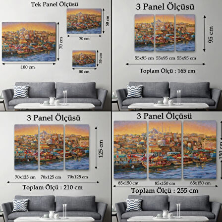 Yağlıboya Görünüm Balıkçı Tekneleri Eminönü Dekoratif Kanvas Tablo, Duvar Dekoru 3598