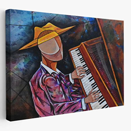 Piyano Çalan Sürreal Adam Dekoratif Kanvas Tablo, Duvar Dekoru 3599