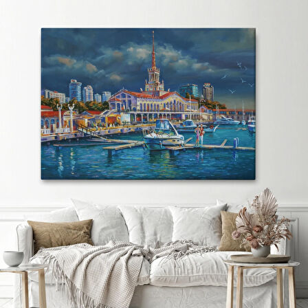 Yağlıboya Görünüm Rusya Soçhi Limanı Dekoratif Kanvas Tablo, Duvar Dekoru 3604