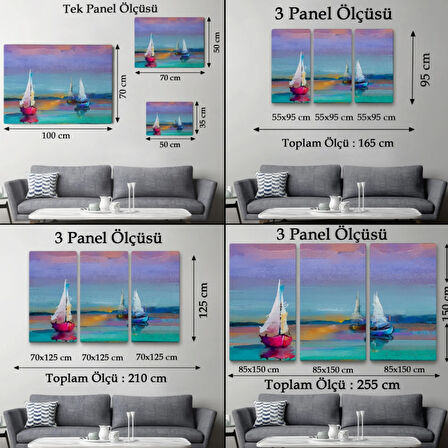 Yağlıboya Görünüm Denizde Yelkenliler Dekoratif Kanvas Tablo, Duvar Dekoru 3616