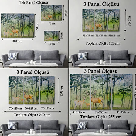 Suluboya Görünüm Geyikler Dekoratif Kanvas Tablo, Duvar Dekoru 3648