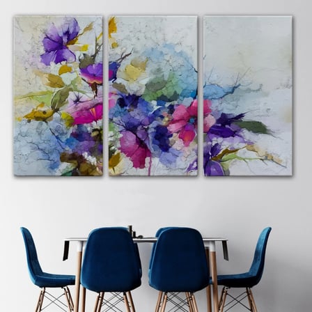 Çiçekler Modern Soyut Çalışma Dekoratif Kanvas Tablo, Duvar Dekoru 3650